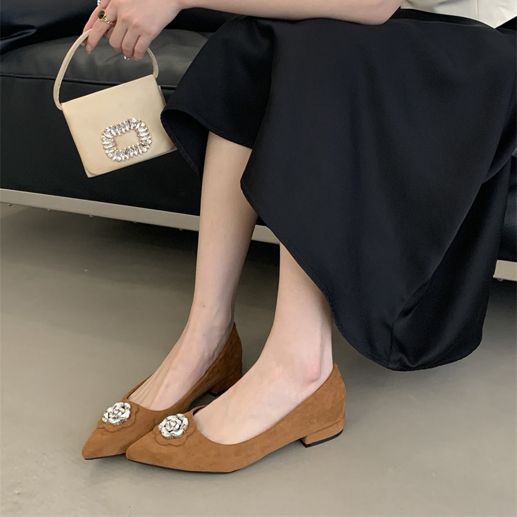 2025 New Low Heel Rhinestone Pointed Toe Mary Jane Shoes for Women - Image 2