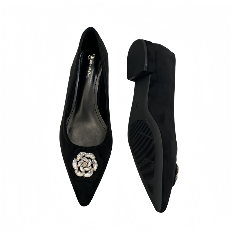 2025 New Low Heel Rhinestone Pointed Toe Mary Jane Shoes for Women - Image 5