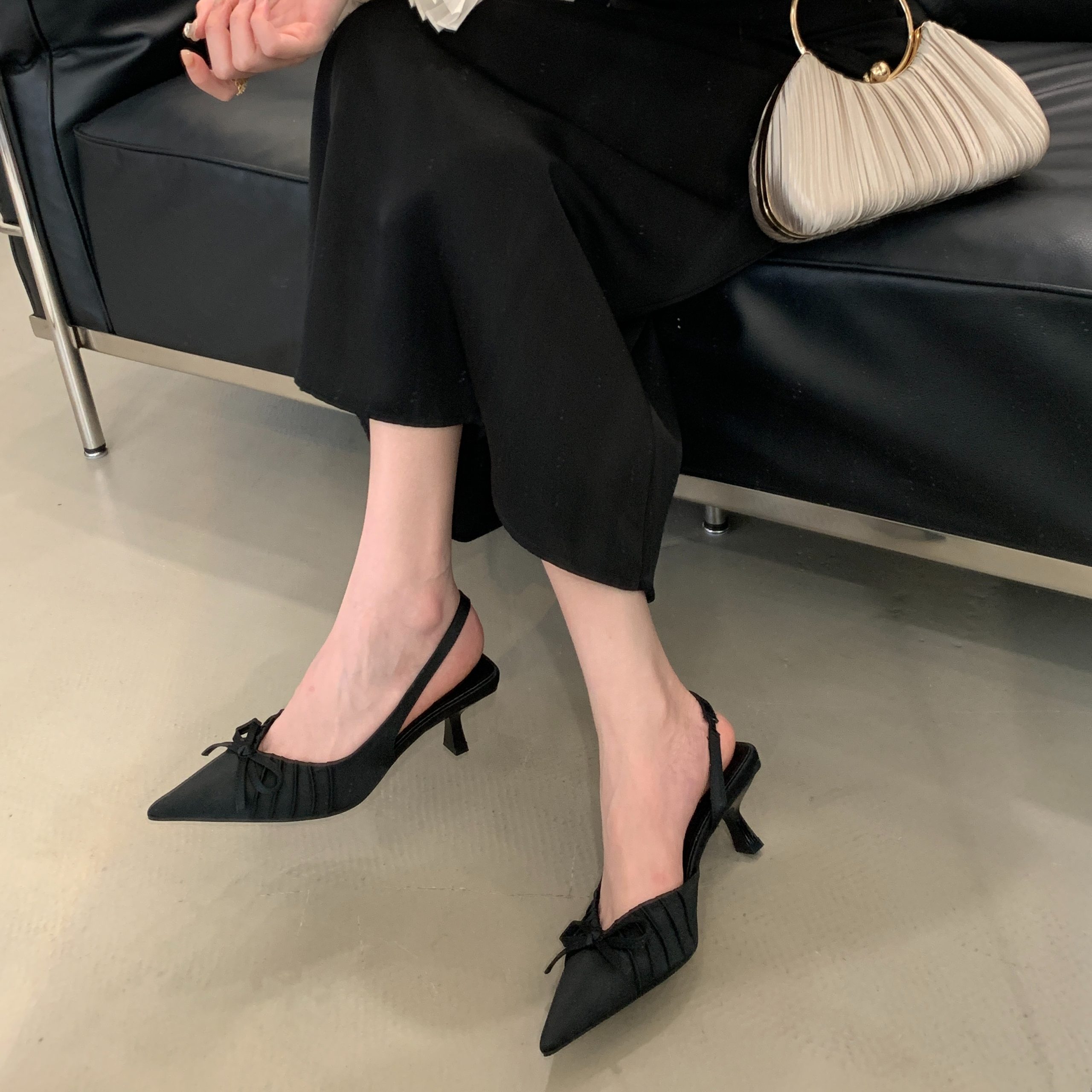 2025 Summer New Pointed Toe Leopard Print Temperament High Heel Peep Toe Sandals Fairy Essential Shallow Mouth Backless Women's Shoes - Image 3