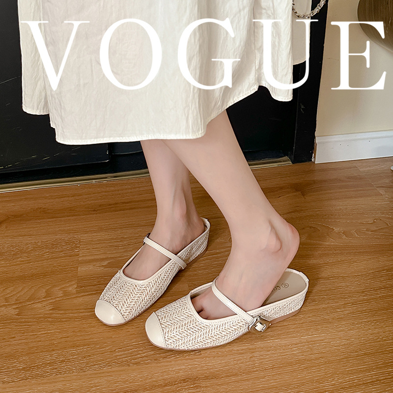 2026 New Style Sandals 4cm Height Increase Vacation Woven Slippers for Women Summer Slip-On Lazy Shoes