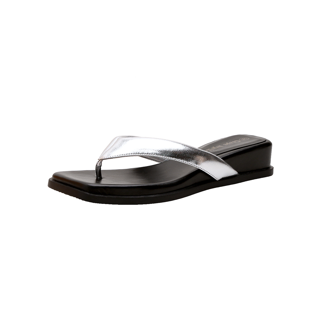 Crape Myrtle Women's Square Toe Wedge Beach Sandals Thong Slippers Summer 2025 - Image 5