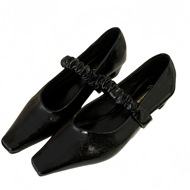 Fortune One Pointed Toe Chunky Heel Women's Shoes 2025 Spring Summer New Style Evening Wind One-Strap Grandma Flat Shoes - Image 5